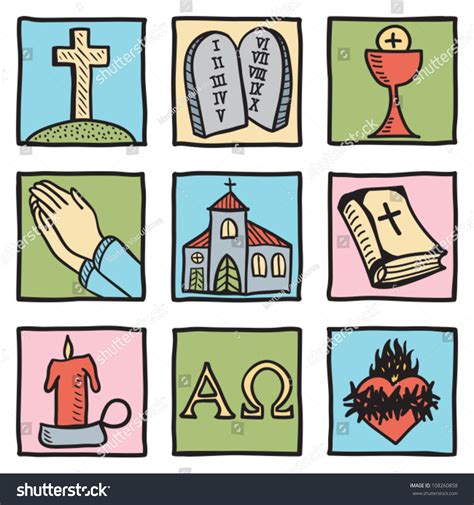 Set Of Christianity Symbols - Hand Drawn Illustration - 108260858 : Shutterstock