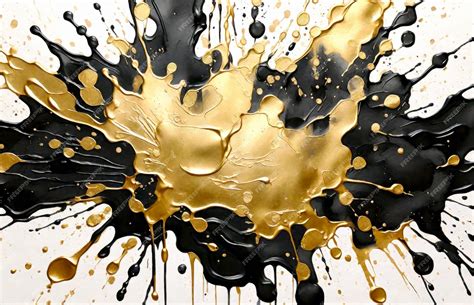 Black and gold paint splatter on white background | Premium AI-generated image