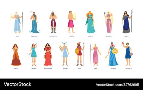 Greek mythology character set - cartoon god Vector Image