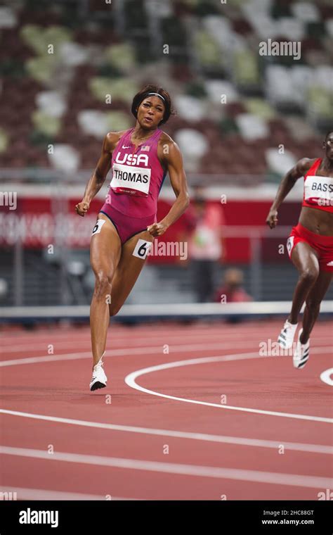 Gabrielle Thomas participating in the semi-final of the 200 meters of the Tokyo 2020 Olympic ...