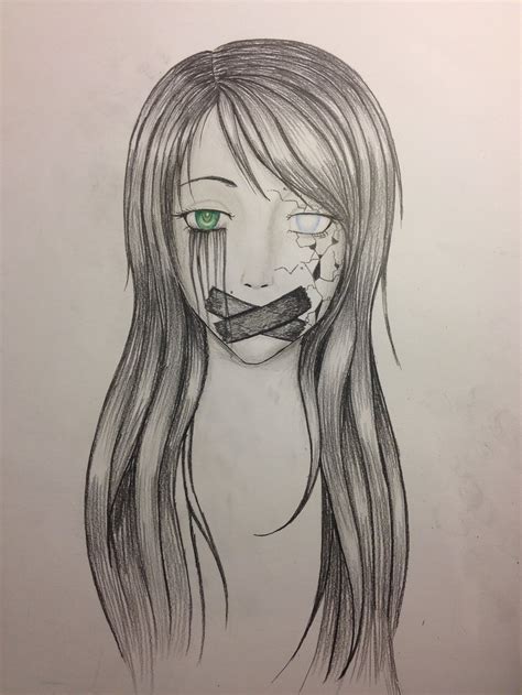 Sad Depressed Girl Pencil Drawing - bestpencildrawing