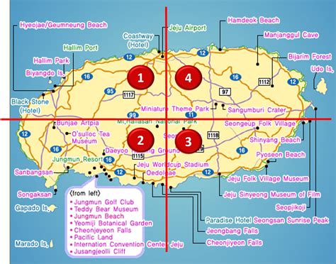 Tourist Attraction Jeju Island Map