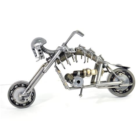 Ghost Rider - Metal Skeleton Motorcycle Sculpture - recycled metal