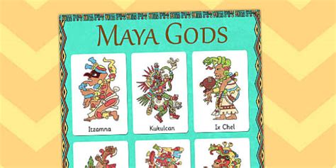 Maya Gods Vocabulary Poster - mayans, ancient maya, mayan