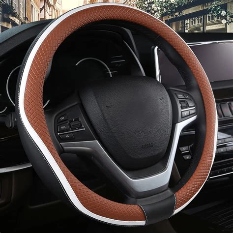 KKYSYELVA PU Leather Universal Car Steering wheel Cover 38CM Car ...