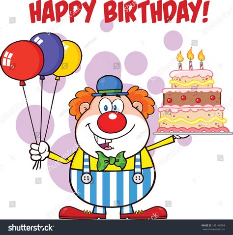 Happy Birthday Clown Cartoon Character Balloons Stock Vector (Royalty ...