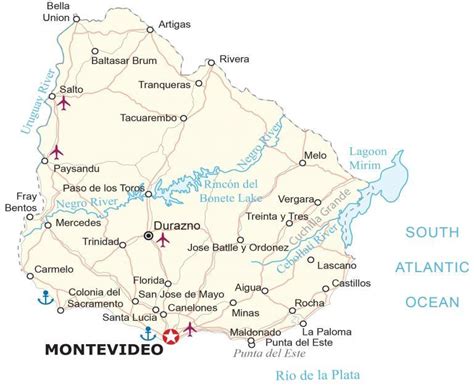 Map of Uruguay - Cities and Roads - GIS Geography