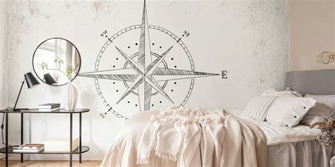 Old Map with Vintage Compass Rose Wallpaper | Happywall