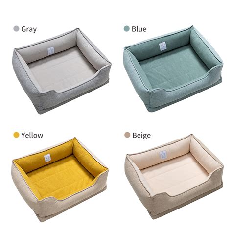 Rectangular Orthopedic Dog Bed - 26D Orthopedic Foam Support With Removable Cotton & Linen Cover ...