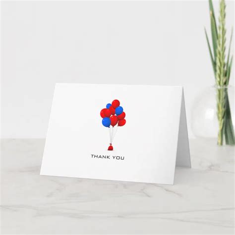 Red & Blue Balloons - Thank You Greeting Card | Zazzle