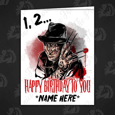 Personalised Freddy Krueger Birthday Card. Horror Themed | Etsy