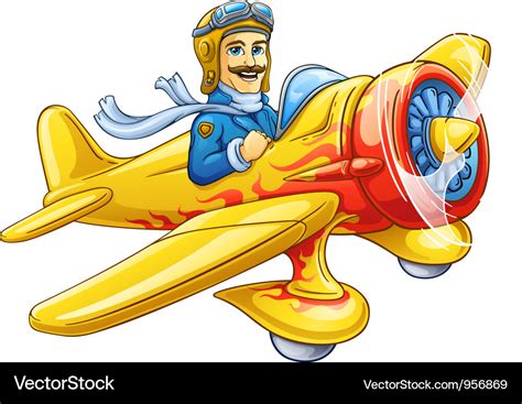 Cartoon plane with pilot Royalty Free Vector Image