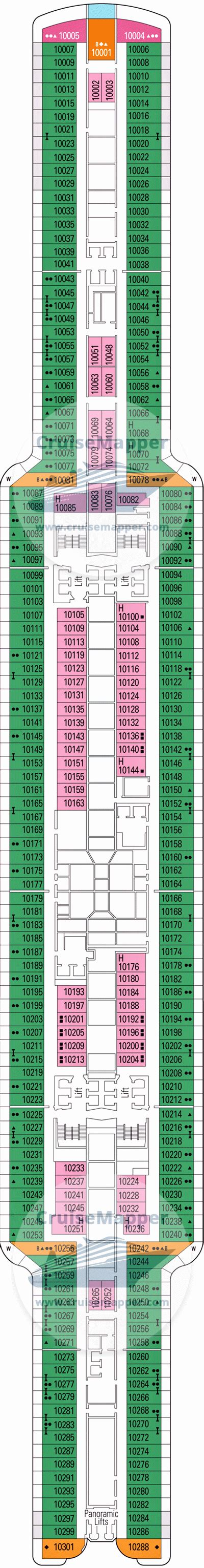 MSC Seashore deck 10 plan | CruiseMapper