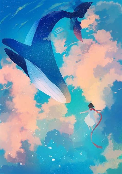 W A T E R | Animation art, Whale art, Anime scenery