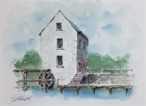 Watermill - Original Watercolour painting by Tomasz Mikutel