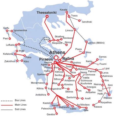 Greek island ferry map - Map Greek islands ferry routes (Southern Europe - Europe)