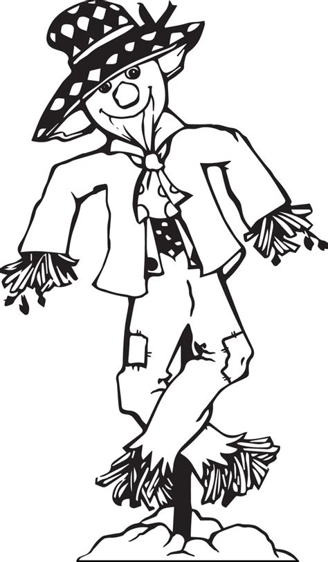 Fall Scarecrow Clip Art Black White Sketch Coloring Page