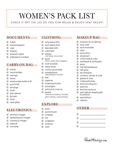 Printable Travel Packing List