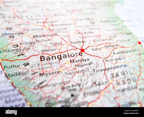 Bangalore city over a road map (India Stock Photo - Alamy