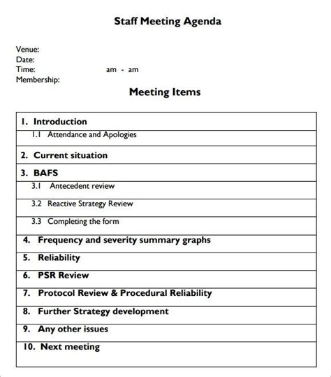 Free 4+ Staff Meeting Agenda Samples In Pdf Inside Community Meeting ...