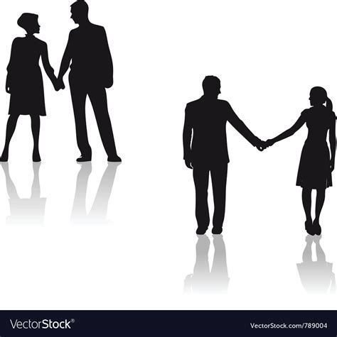 Couples holding hands silhouette Royalty Free Vector Image