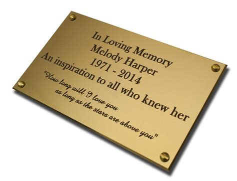 8" x 6" Rectangular solid brass engraved nameplate. Personalised engraved memorial plaque ...