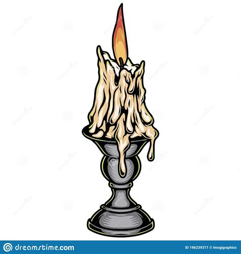 Wax Candle in Candlestick Colorful Template Stock Vector - Illustration of vintage, glowing ...