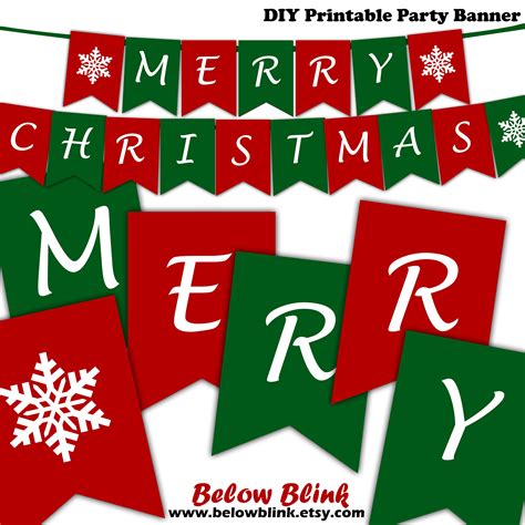 Merry Christmas Banner Printable Christmas Banner Snowflake - Etsy Australia