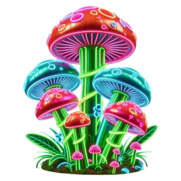 Glowing Neon Mushrooms, Neon Glowing Mushrooms Fantasy Art, Neon Mushrooms, Trippy Neon Magic ...