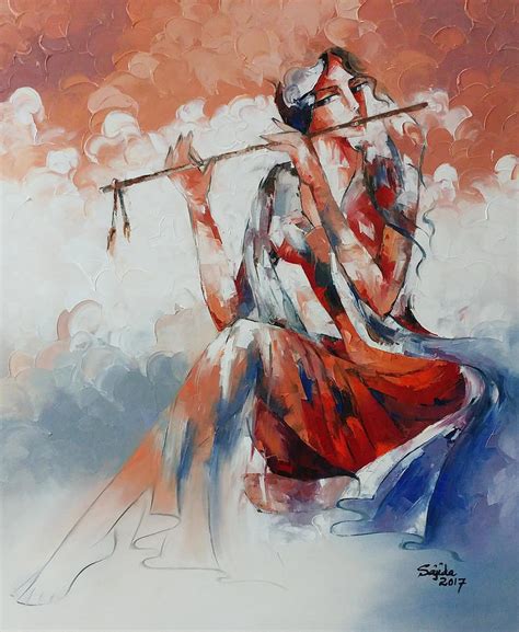 Young Lady Playing Flute Painting by Sajida Hussain - Fine Art America