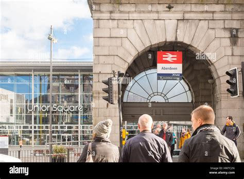 Aberdeen railway train station and Union Square Stock Photo - Alamy