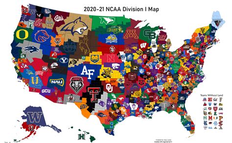 NCAA Division 1 Map (2020-21 edition) : MapPorn