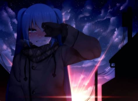 Blue Anime Aesthetic Sad - Anime Wallpaper HD