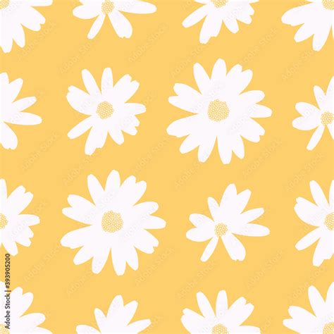 Daisy silhouette seamless illustration pattern. Cute happy flower ...