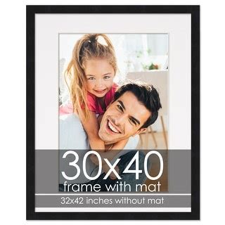 30x40 Frame with Mat - Black 32x42 Frame Wood Made to Display Print or Poster Measuring 30 x 40 ...