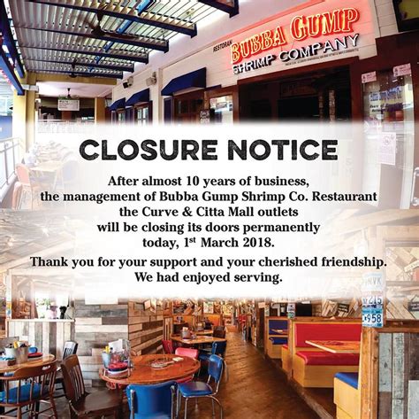 Bubba Gump Shrimp Co. Closing Their Outlets in Malaysia