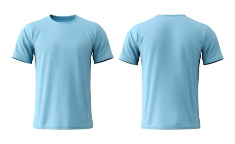 plain light blue t-shirt mockup template, with view, front and back, isolated on transparent ...