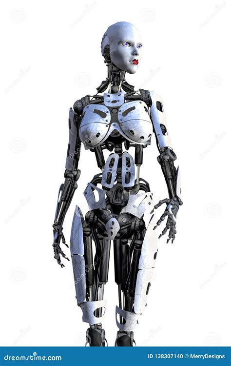 Cyborg Robot 3d Render. Robotic Process Automation RPA Data Analysis Royalty-Free Stock ...