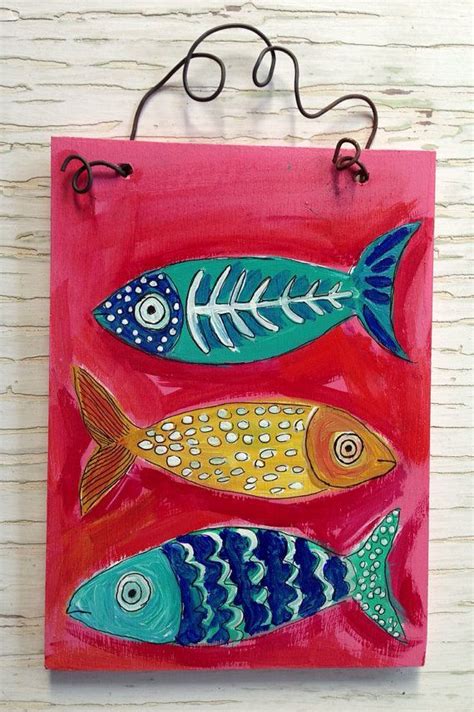 Pink Fish Original Painting Folk Art | Folk art fish, Fish painting ...