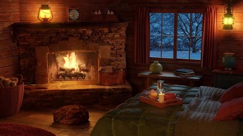 Cozy Winter Hut Ambience with Fireplace Sounds and Blizzard Sounds - YouTube | Cozy bedroom ...