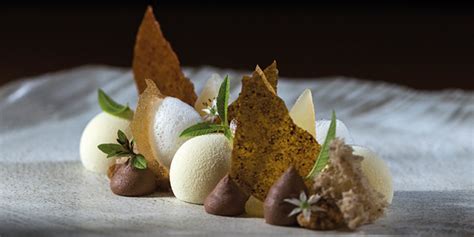 Goat cheese parfait plated dessert with pear, chestnut and pecan by Attila Meinhart - Pastry ...