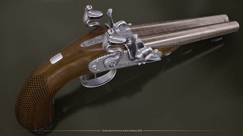 Double Barrel Flintlock Pistol