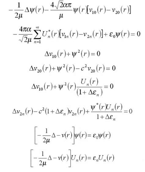 Quantum Mechanics Equations