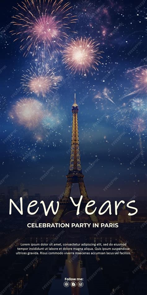 Premium PSD | Eiffel tower on new year39s eve with festive fireworks ...