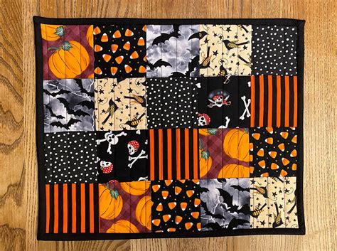 Halloween Placemats Set of 4 Halloween Quilted Placemats | Etsy