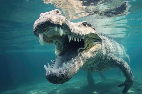 Premium Photo | Crocodile teeth underwater