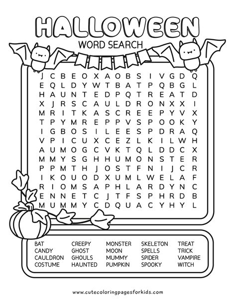 Word Search Halloween Printable