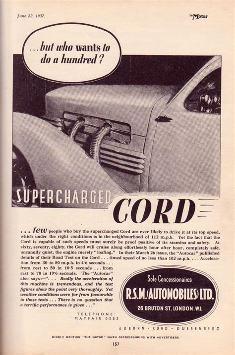 Pin by Alan Lewis on Cord | Cord car, Vintage ads, Auburn car