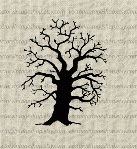 OAK TREE SVG File, Bare Oak Tree Silhouette, Winter Tree Decor, Commercial Use, Printable ...