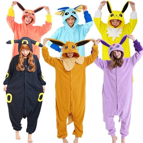 Eevee Evolutions Onesie Pajamas Cute Simple Cosplay Halloween Group ...